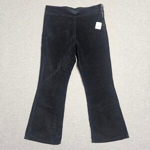 Free People Corduroy Flare Pull On Pants High Rise Side Zip Black Womens L NWT